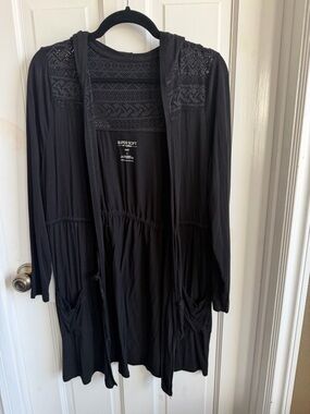 torrid Black Knit Cardigan with Lace Yoke